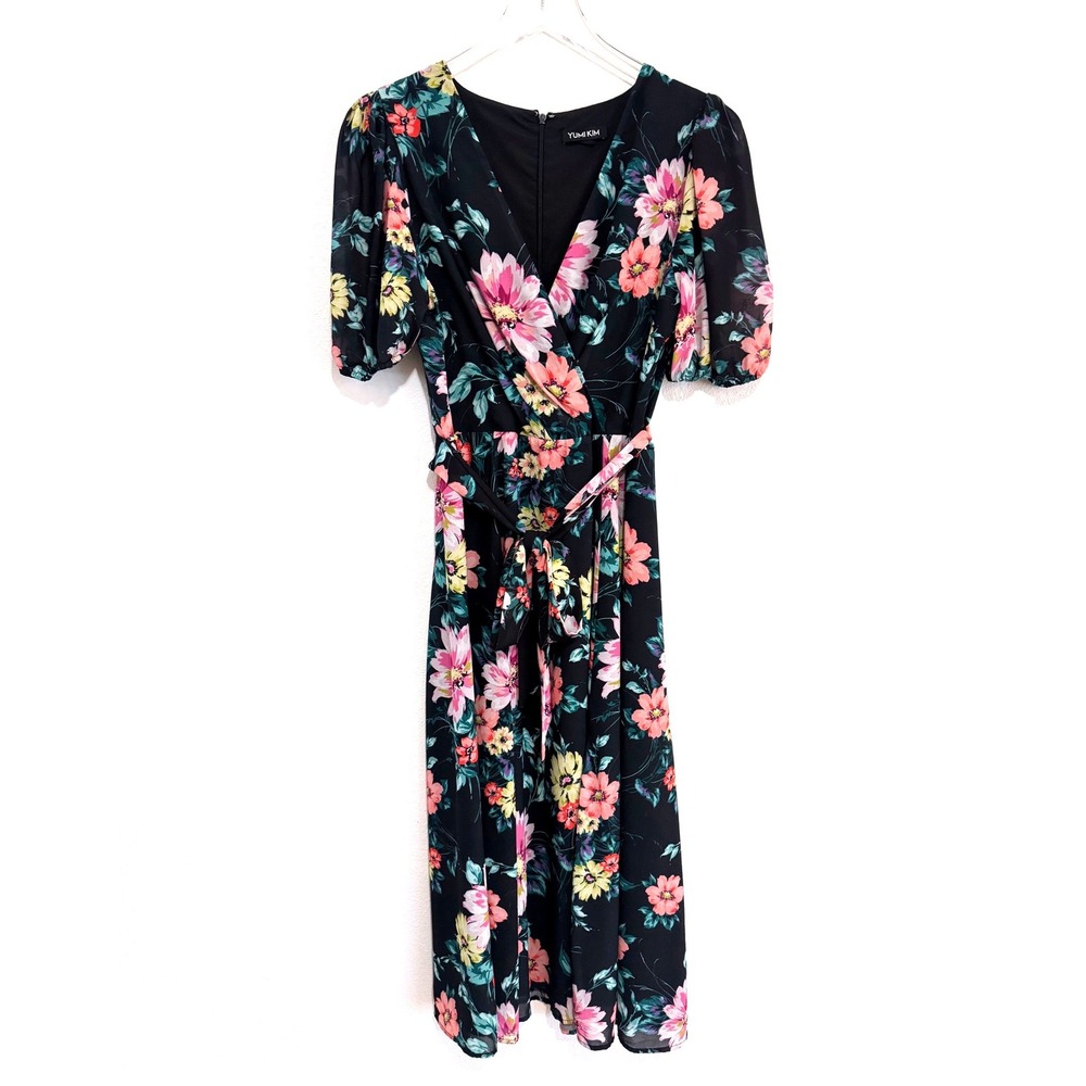 Yumi Kim Wild Rose Midnight Love Floral Midi Dress with Waist Tie